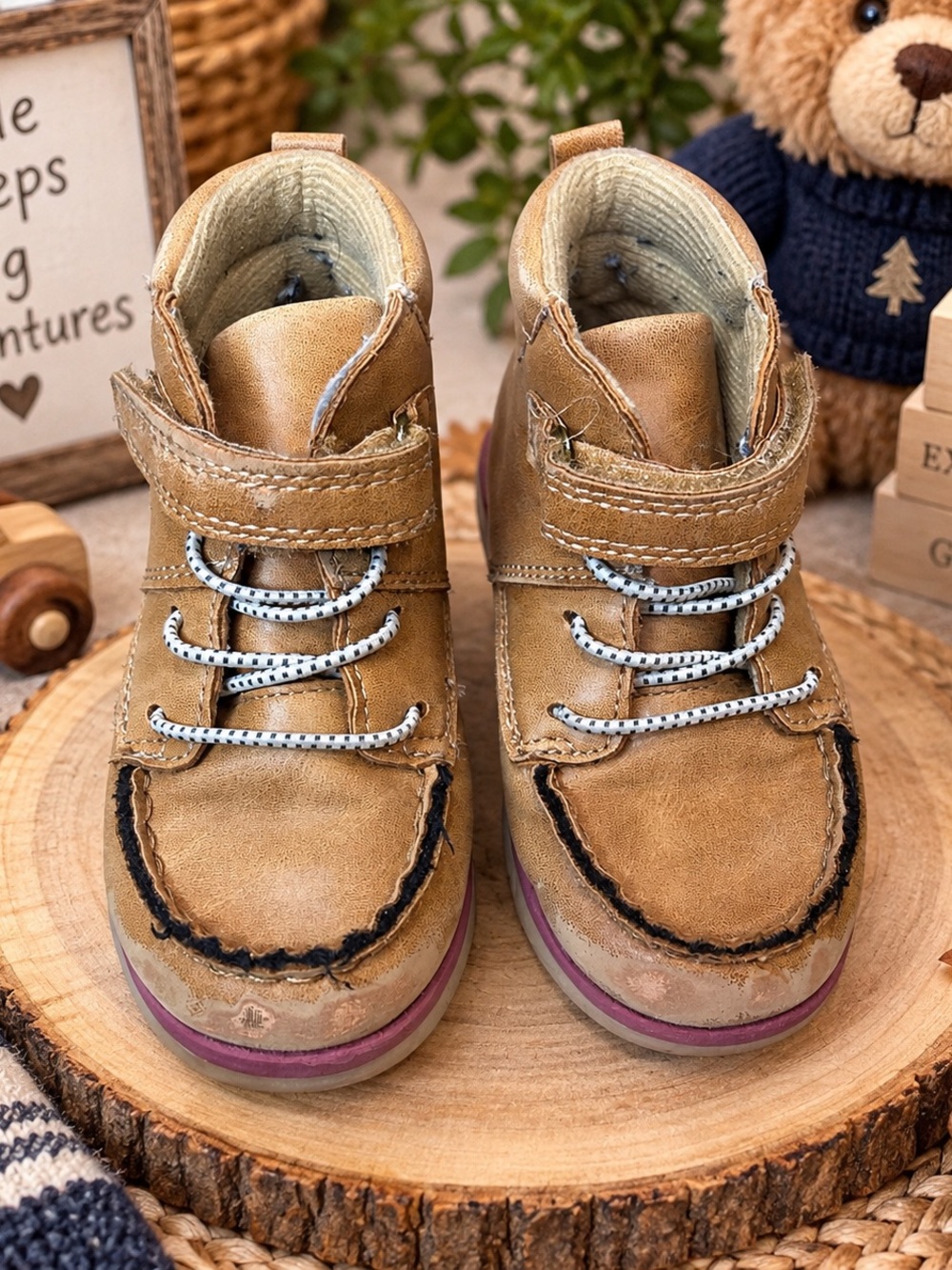 OshKosh Toddler Brown Boots | Little Explorer Outdoor Adventure Shoes Size 8M